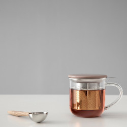 Viva Scandinavia MINIMA EVA V82762 Tea Cup with Strainer, 400 ml, Glass, Bamboo, Clear/Brown