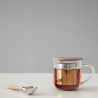 Viva Scandinavia MINIMA EVA V82762 Tea Cup with Strainer, 400 ml, Glass, Bamboo, Clear/Brown