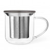 Viva Scandinavia MINIMA EVA V82748 Tea Cup with Strainer, 400 ml, Glass, Bamboo, Clear/Gray
