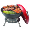 Faszéngrill ELITE ERQ-L14, 35,5 cm főzőfelület, Acél, Hamutál, Króm lábak, Piros/fekete