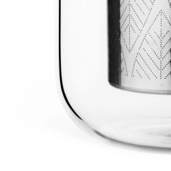 Viva Scandinavia MINIMA EVA V82763 Tea Cup with Strainer, 400 ml, Glass, Bamboo, Clear/Blue