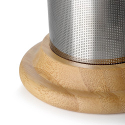 Viva Scandinavia MINIMA BALANCE V71400 Tea Cup with Strainer and Lid, 500 ml, Glass, Bamboo, Clear/Brown