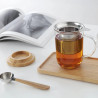 Viva Scandinavia MINIMA BALANCE V71400 Tea Cup with Strainer and Lid, 500 ml, Glass, Bamboo, Clear/Brown