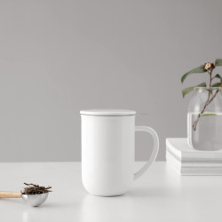 Viva Scandinavia MINIMA BALANCE V77502 Tea Cup with Strainer and Lid, 500 ml, Porcelain, White