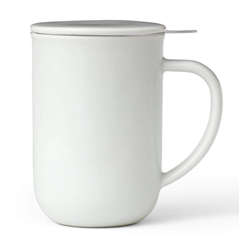 Viva Scandinavia MINIMA BALANCE V77502 Tea Cup with Strainer and Lid, 500 ml, Porcelain, White