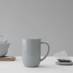 Viva Scandinavia MINIMA BALANCE V77554 Tea Cup with Strainer and Lid, 500 ml, Porcelain, Gray