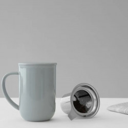 Viva Scandinavia MINIMA BALANCE V77554 Tea Cup with Strainer and Lid, 500 ml, Porcelain, Gray