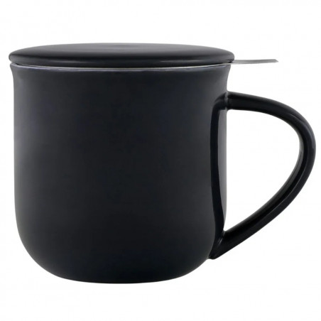 Viva Scandinavia MINIMA EVA V81445 Tea Cup with Strainer and Lid, 380 ml, Porcelain, Dark Blue
