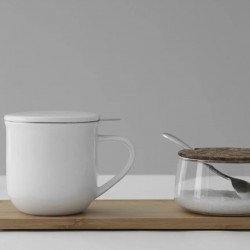Viva Scandinavia MINIMA EVA V81402 Tea Cup with Strainer and Lid, 380 ml, Porcelain, White