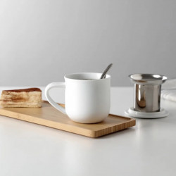 Viva Scandinavia MINIMA EVA V81402 Tea Cup with Strainer and Lid, 380 ml, Porcelain, White