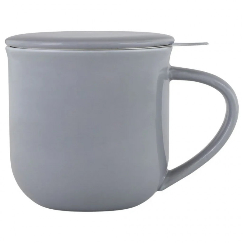 Viva Scandinavia MINIMA EVA V81454 Tea Cup with Strainer and Lid, 380 ml, Porcelain, Gray
