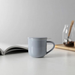 Viva Scandinavia MINIMA EVA V81454 Tea Cup with Strainer and Lid, 380 ml, Porcelain, Gray