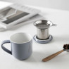 Viva Scandinavia MINIMA EVA V81454 Tea Cup with Strainer and Lid, 380 ml, Porcelain, Gray