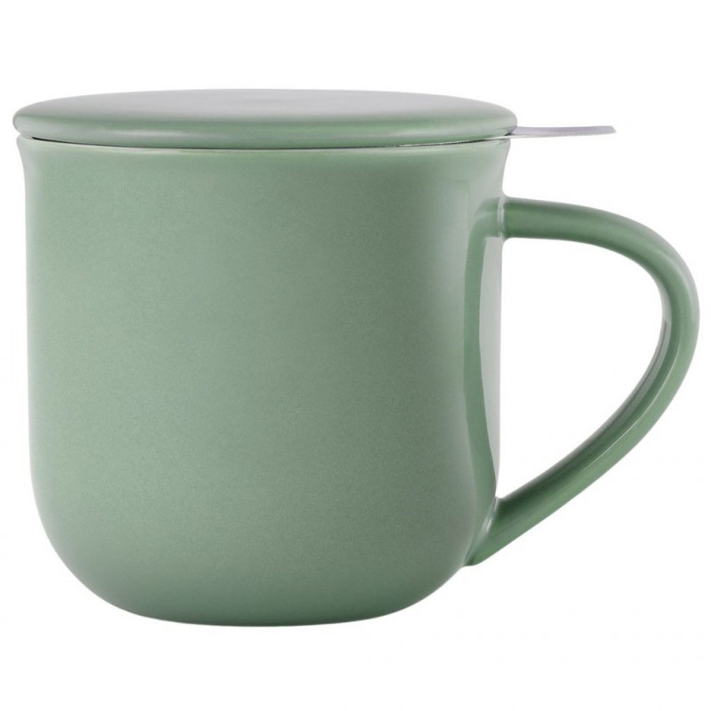 Viva Scandinavia MINIMA EVA V81446 Tea Cup with Strainer and Lid, 380 ml, Porcelain, Green