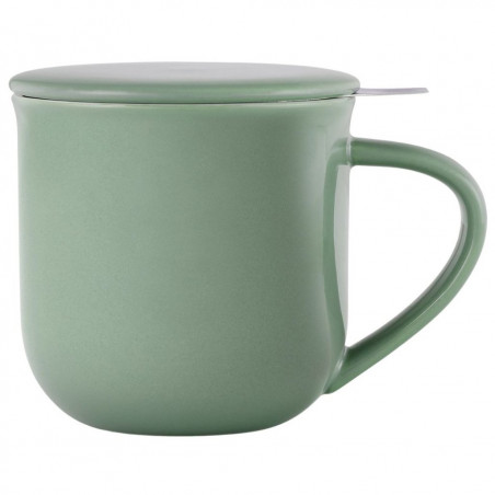 Viva Scandinavia MINIMA EVA V81446 Tea Cup with Strainer and Lid, 380 ml, Porcelain, Green