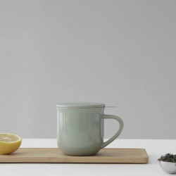 Viva Scandinavia MINIMA EVA V81446 Tea Cup with Strainer and Lid, 380 ml, Porcelain, Green