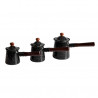 Rosberg R51305J3C Teapot Set with Lids, 9/10/12 cm, Enamel, Black/Brown
