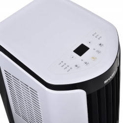 Мобилен климатик Sharp CVH9XR, 9000 BTU, 32 кв.м, 3 скорости, Нощен режим, Дистанционно, Бял/черен,