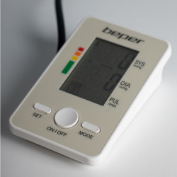 Beper 40.120 Blood Pressure Monitor, LCD Screen, 120 Memory Slots, Adjustable Cuff, Gray