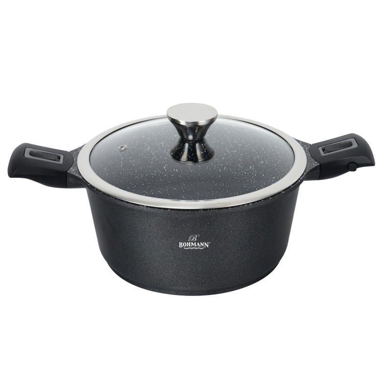 Bohmann BH 1730-28CR Saucepan, 28 cm, 6.5 L, Removable Handles, Induction, Black