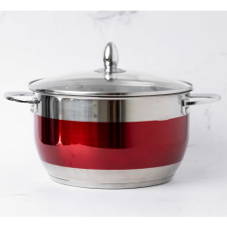 Serpenyő Bohmann BH 1818-22AL, 22 cm, 4,6 l, üvegfedél, indukciós, Inox/piros