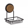 Metalife MGS-704W Soap Dish, 13 x 10 x 9 cm, Black/Wood