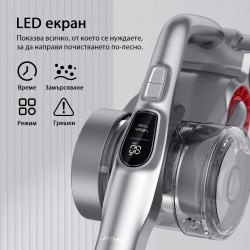 Σκούπα όρθια JIMMY H9 Flex, 600W, 200 AW, 0.6 l, Αναδιπλούμενη, 80 λεπτά αυτονομία, οθόνη LED, τεχνολογία Double Cyclon, κόκκινο/γκρι