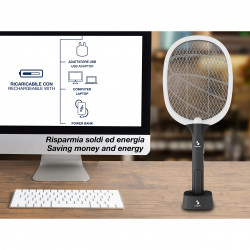 Ηλεκτρική παγίδα εντόμων Beper P206ZAN250, 2W, φόρτιση μέσω USB, βάση στήριξης, φωτισμός LED, λευκό