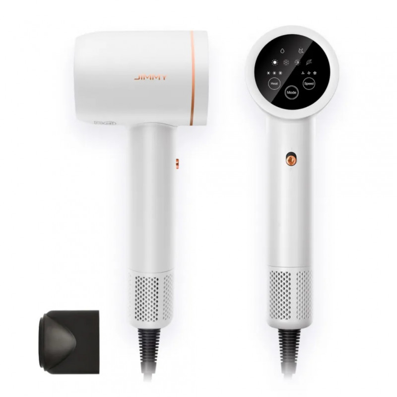 JIMMY F7 Hair Dryer, 1600W, Ultrasonic, LED Display, 3 Speed Settings, 3 Heat Settings, White
