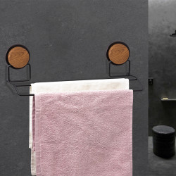 Metalife MGS-706W Towel Rack, 40 x 11 x 11 cm, Black/Wood