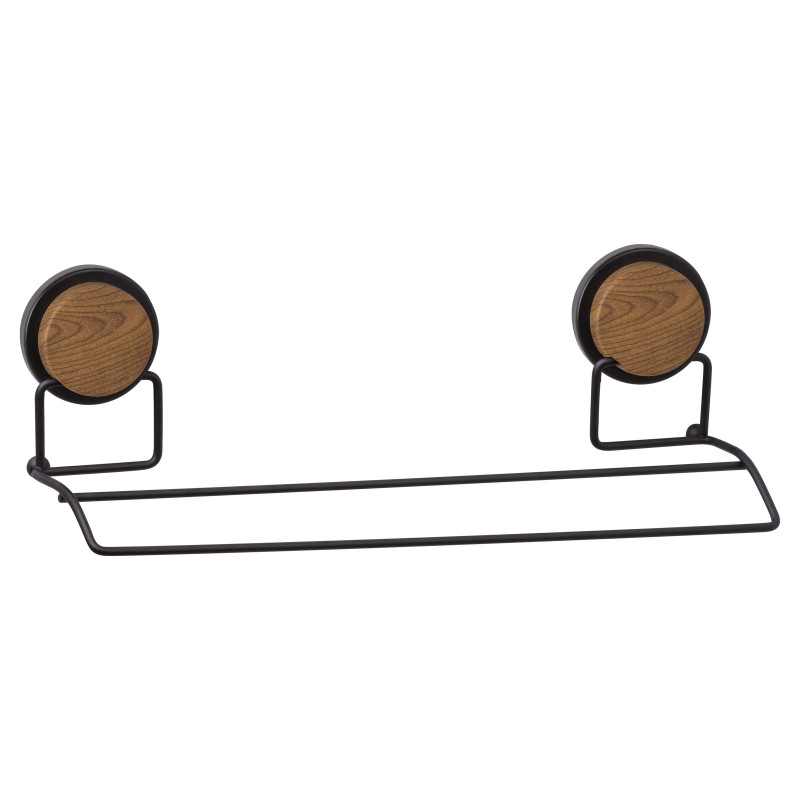 Metalife MGS-706W Towel Rack, 40 x 11 x 11 cm, Black/Wood
