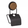 Metalife MGS-712W Toilet Paper Holder with Lid, 8 x 12 x 17 cm, Black/Wood-Look