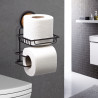 Metalife MGS-714W Two-Compartment Toilet Paper Holder, 28x8x14 cm, Black/Wood
