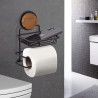Metalife MGS-714W Two-Compartment Toilet Paper Holder, 28x8x14 cm, Black/Wood