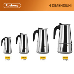 Kubinska kávéfőző Rosberg R51173F9, 9 tálka, Inox