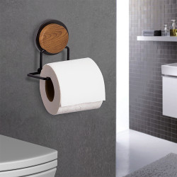 Metalife MGS-703W Toilet Paper Holder, 10x5x13 cm, Black/Wood
