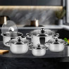 Rosberg R51210O10 Cookware Set, 10 pieces, 2.1–6.3 L, Stainless Steel, Silver