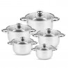 Rosberg R51210O10 Cookware Set, 10 pieces, 2.1–6.3 L, Stainless Steel, Silver