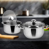 Rosberg R51210O20 Saucepan, 3 L, 20 cm, Glass Lid with Steam Vent, Stainless Steel