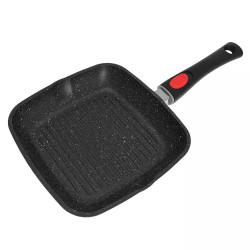 Tigaie Grill cu capac si maner detasabil Kinghoff KH 1511, 28 cm, Acoperire Marmura, Inductie, Negru