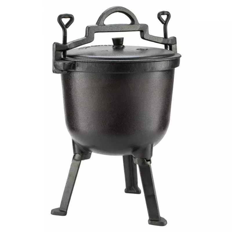 Kinghoff KH 2233 Cooking Pot, Hunter Style, 10 Liters, Cast Iron, For Barbecue, Black