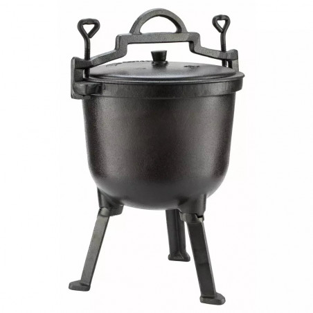 Kinghoff KH 2233 Cooking Pot, Hunter Style, 10 Liters, Cast Iron, For Barbecue, Black