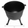 Kinghoff KH 2233 Cooking Pot, Hunter Style, 10 Liters, Cast Iron, For Barbecue, Black