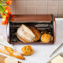 Kinghoff KH 1840 Bread Box, 36 cm, Lightweight and durable construction, Stainless steel, Rose gold