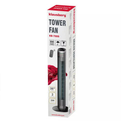 Ανεμιστήρας Tower Klausberg KB 7566, 55 W, 3 ταχύτητες, 3 λειτουργίες, οθόνη LED, Τηλεχειριστήριο, Χρονοδιακόπτης έως 15 ώρες, Μαύρο