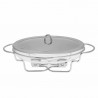 Kinghoff KH 1411 Serving Bowl, Oval, 3 Liters, Steel Lid, Glass