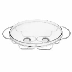 Vas pentru servire mancare calda Kinghoff KH 1411, 3 L, Sticla, Capac otel, Oval