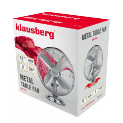 Klausberg KB 7537 Table Fan, 35 cm, 40 W, Stainless Steel, Oscillation, 3 Speeds, Stainless Steel
