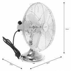 Klausberg KB 7537 Table Fan, 35 cm, 40 W, Stainless Steel, Oscillation, 3 Speeds, Stainless Steel