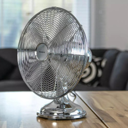 Klausberg KB 7537 Table Fan, 35 cm, 40 W, Stainless Steel, Oscillation, 3 Speeds, Stainless Steel